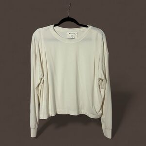 Athleta With Ease / Pleated Ivory Long Sleeve Tee